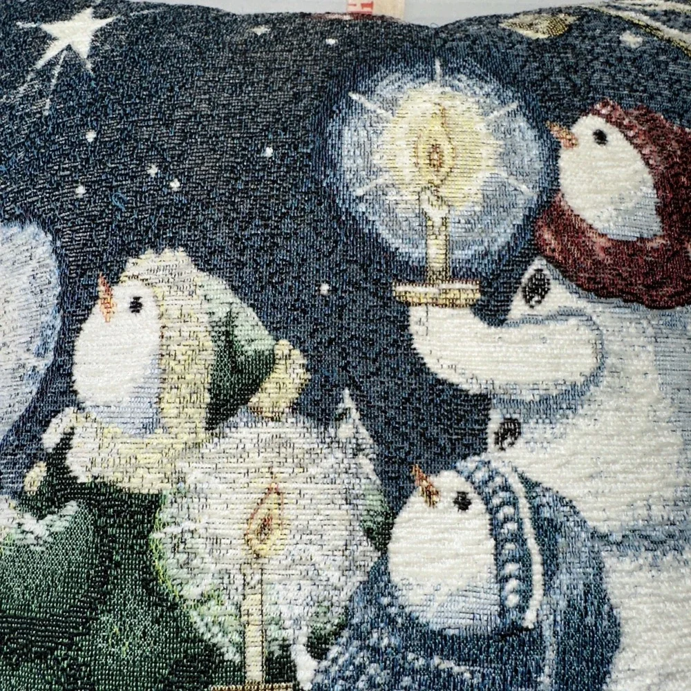 Christmas Themed Snowman Tapestry Throw Pillow‎ Design By Sandi Gore Evans